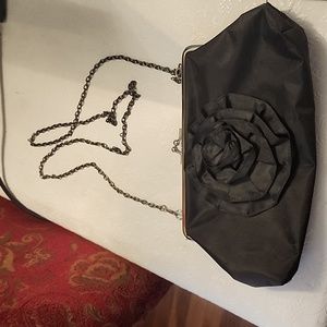 Vintage Black Flower Evening Shoulder Bag